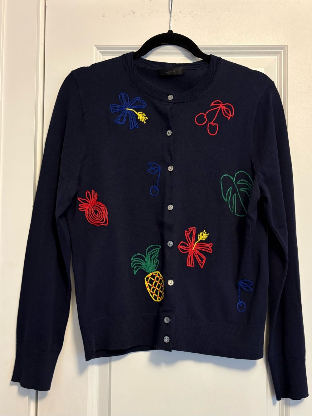 J.Crew Embroidered Fruit Jackie Cardigan